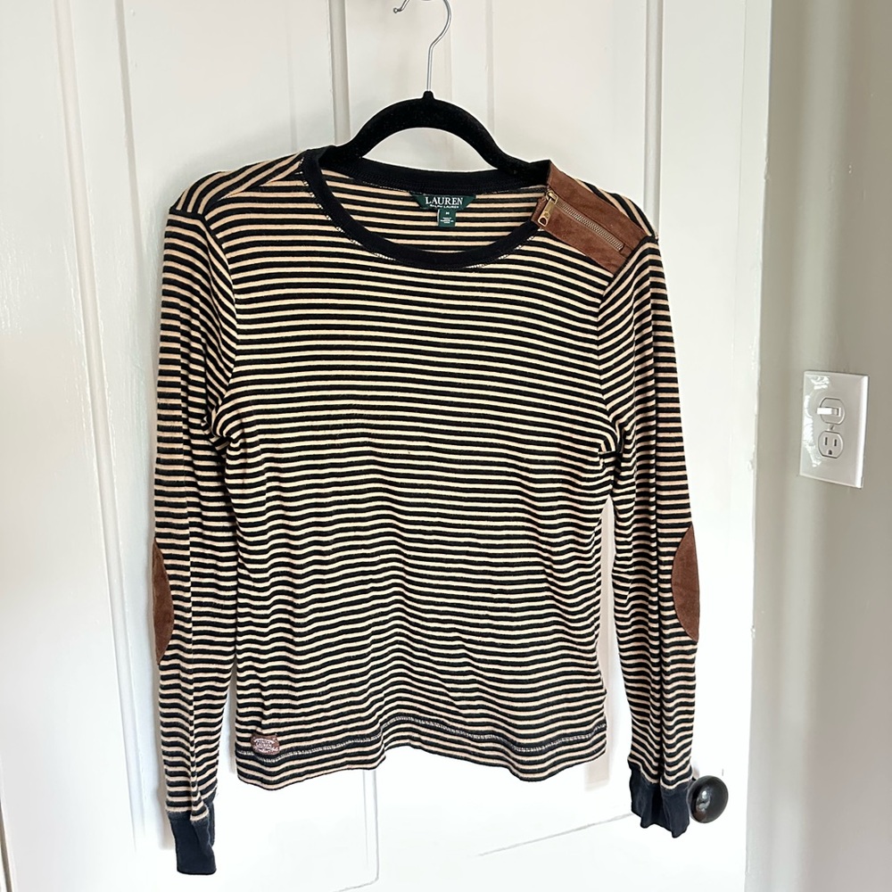 Ralph Lauren Black and Tan Striped Top